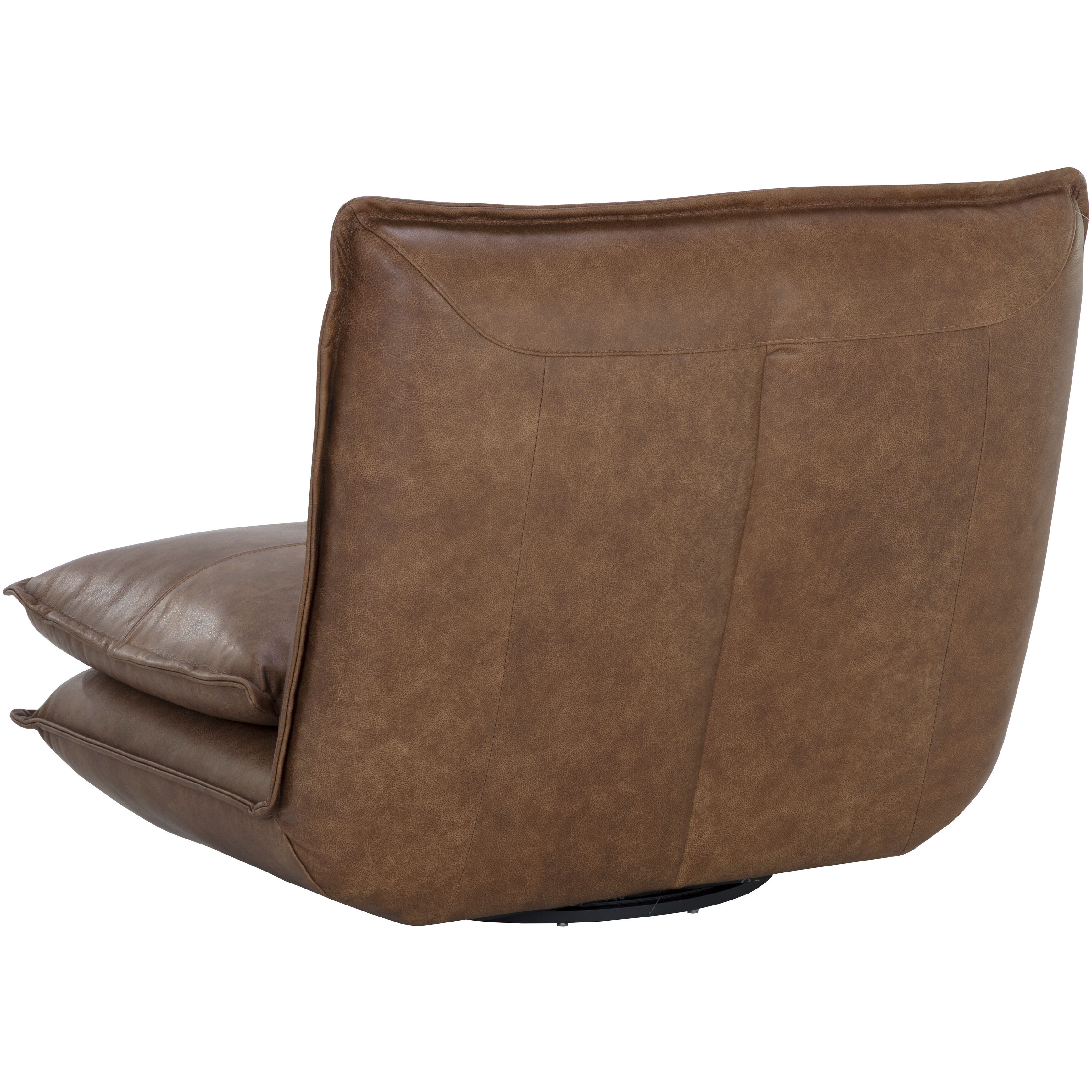 Colson Cognac Leather Swivel Armless Chair, Swivel